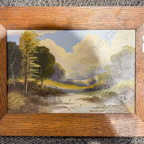 A. Linton - Country Scene with River - Oil on Board