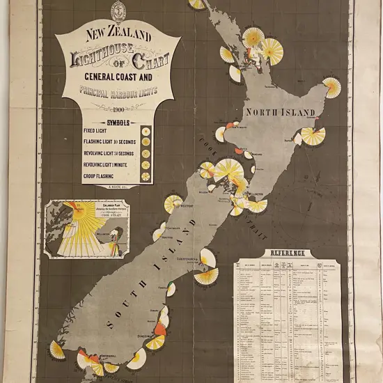 Unframed Vintage NZ Lighthouse Chart