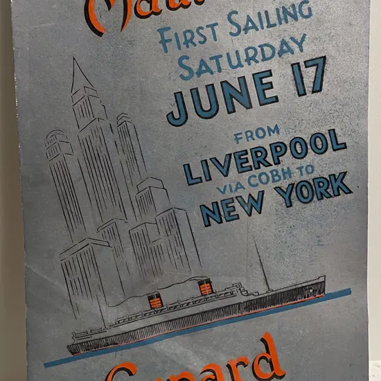 Vintage Art Deco Cunard White Star Advertisement