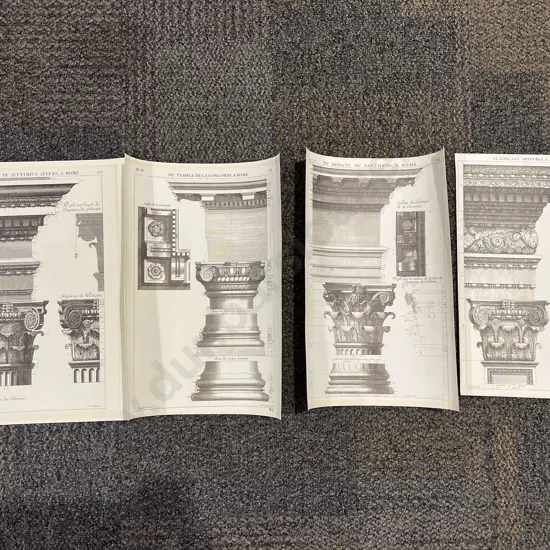 Set of Four Roman Corinthian Column Architectural Studies