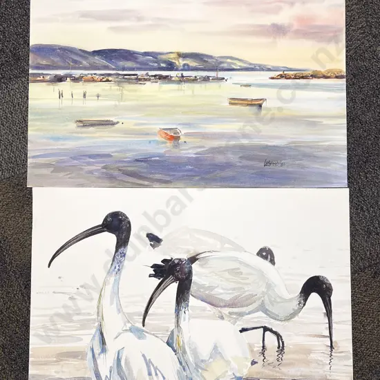 Two Large Unframed Les Finch Watercolour Artworks