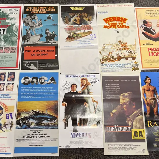 Ten Vintage Unframed Movie Posters