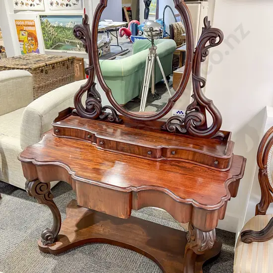 Victorian Mahogany Toilet Swing Mirror Dressing Table