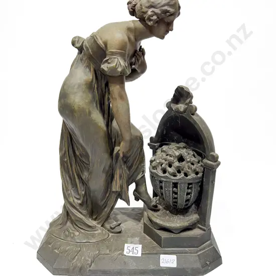 Edwardian Spelter Table Lamp Signed J. Causse