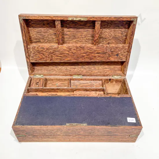 Victorian Anglo Indian Tigerwood Writing Box