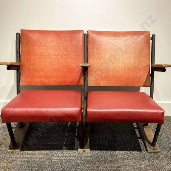 Early C20th Wooden & Cast Iron Framed Cinema Chairs