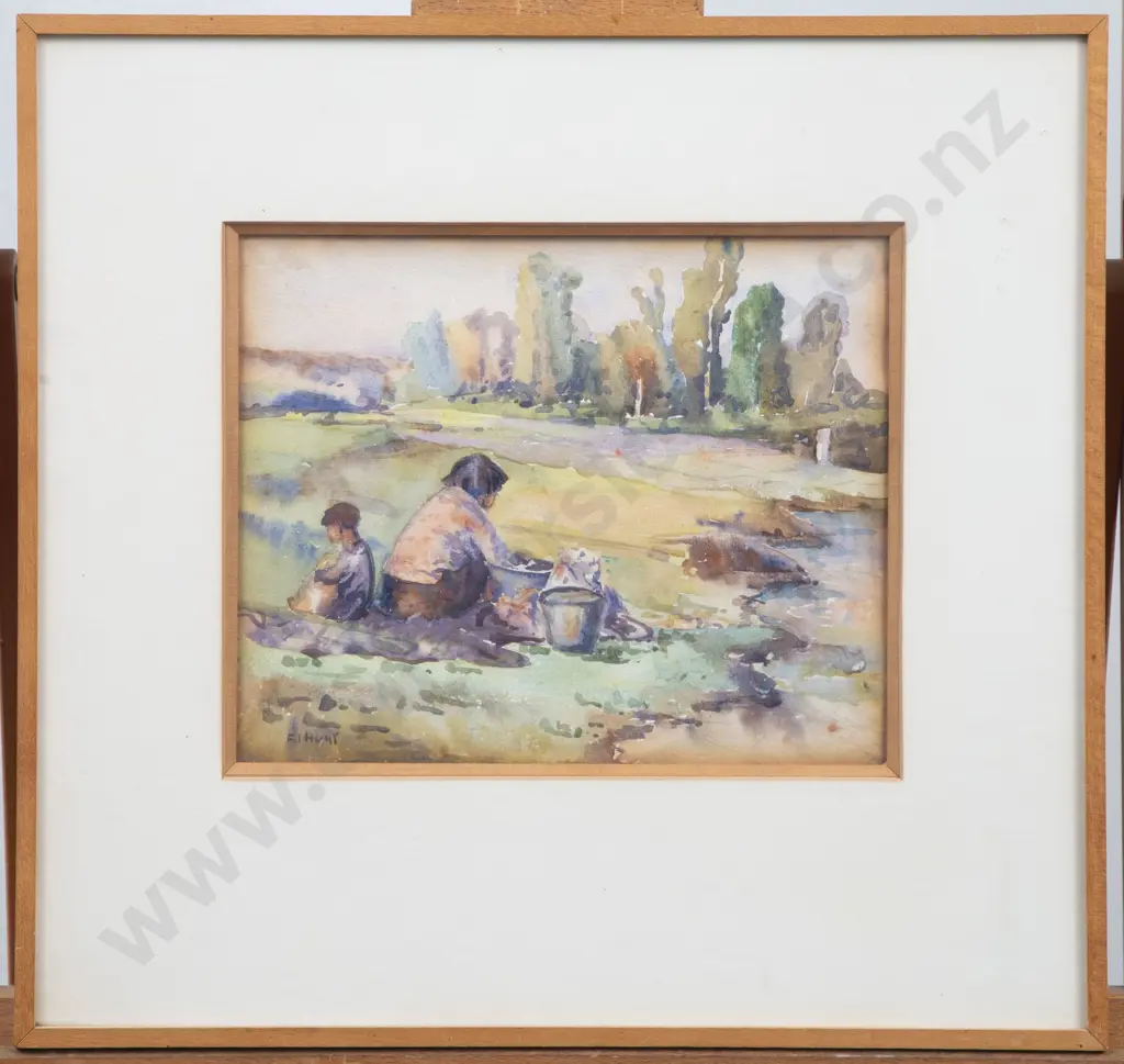 Francis Irwin Hunt - Mother & Child by the River Image 1++