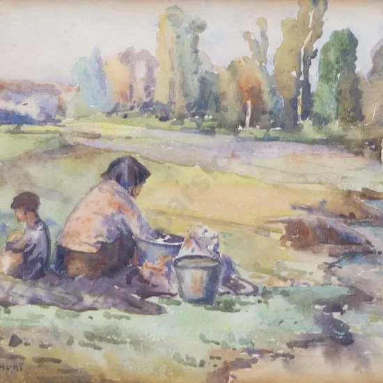 Francis Irwin Hunt - Mother & Child by the River