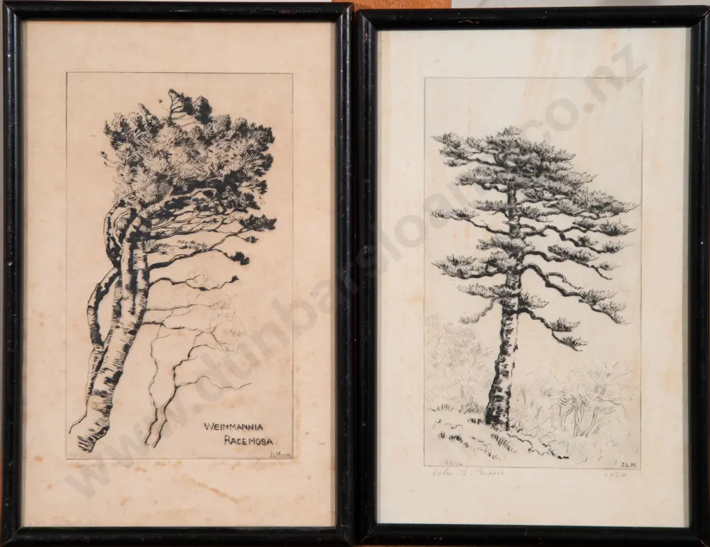 Pair of John Lysaught Moore Etchings Image 1++