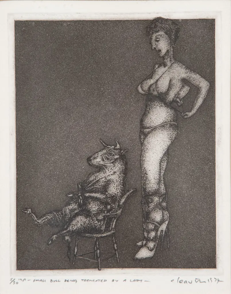 Barry Cleavin - Small Bull Being Tormented by a Lady Image 1++