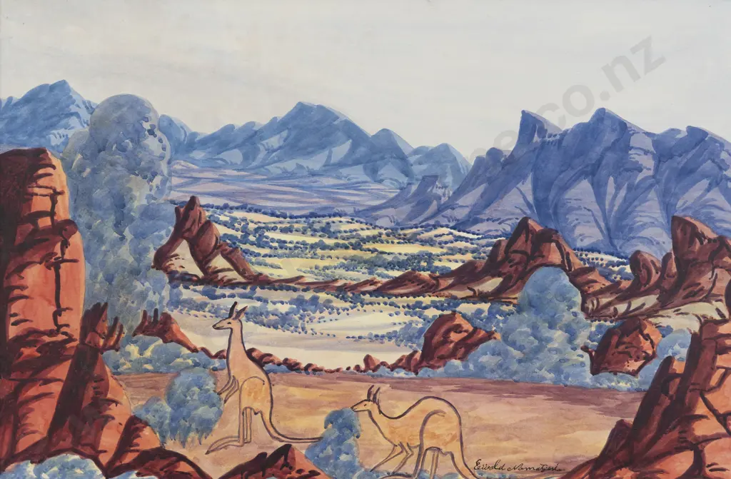 Edwald Namatjira (Australian) - MacDonnell Ranges - Central Australia Image 1++