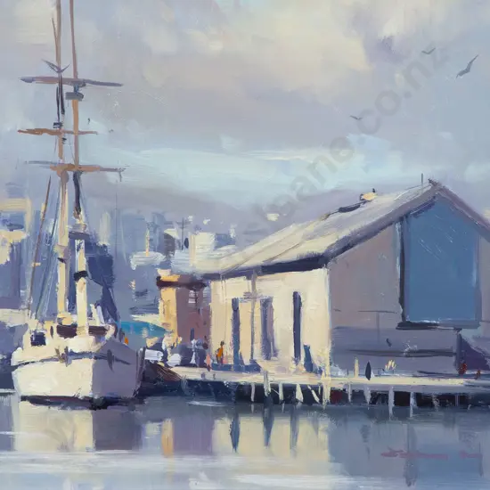 John Crump - Early Morning on Wellington Wharves