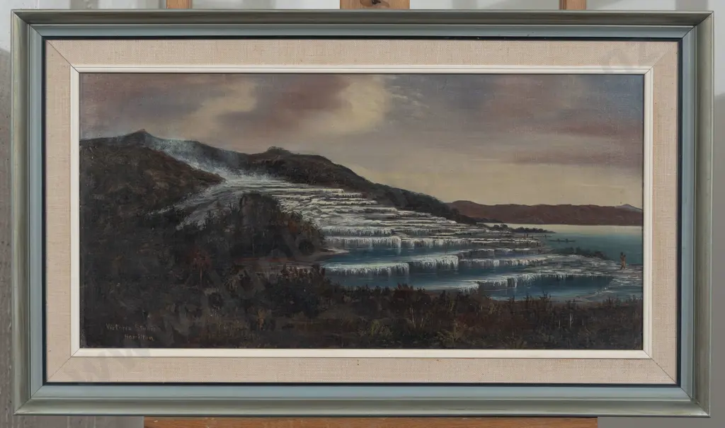 Signed Victoria Studio Hamilton - The White Terraces Rotomahana Image 1++