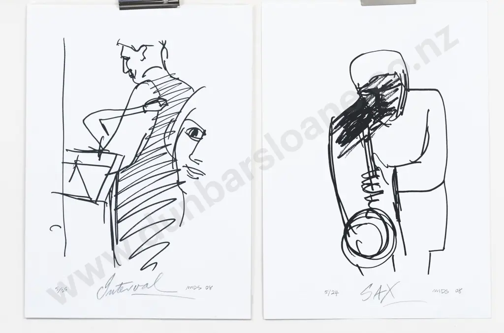 Michael Smither (b 1939) - Sax & Other (2) (unframed) Image 1++