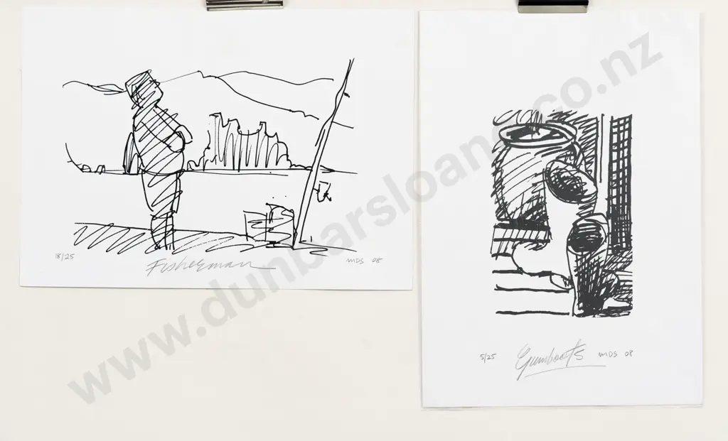 Michael Smither (b 1939) - Gumboots & Other (2) (unframed) Image 1++