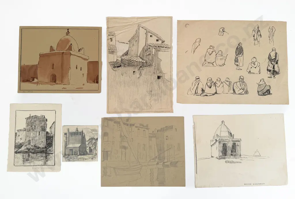 John Weeks (1888 - 1965) - Seven Sketchbook Studies (unframed) Image 1++