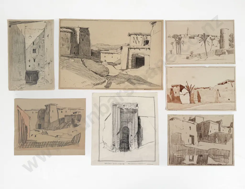 John Weeks (1888 - 1965) - Seven Sketchbook Studies (unframed) Image 1++