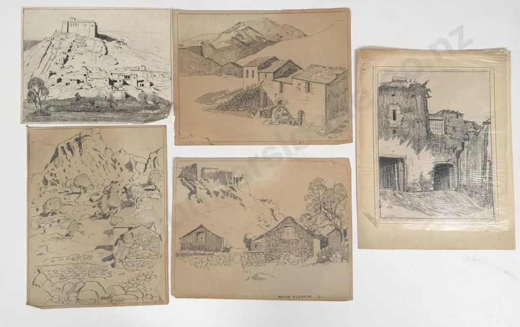 John Weeks (1888 - 1965) - Five Sketchbook Studies (unframed) Image 1++