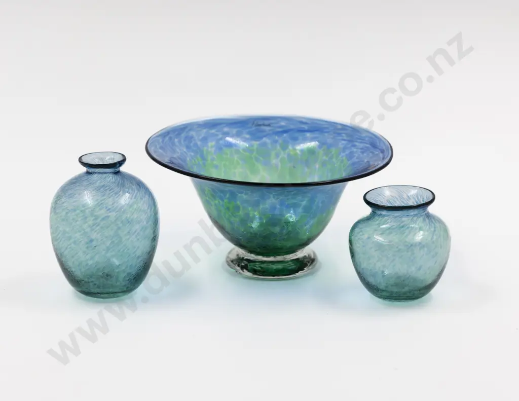 Hoglund Footed Bowl & Two Posy Pots Image 1++