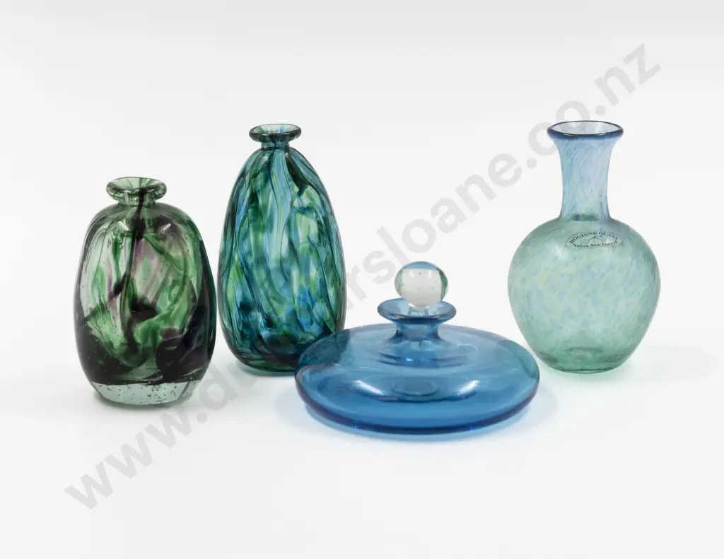 Two Seal Island Studio Posy Pots with Hoglund Posy & Unidentified Scent Flask Image 1++