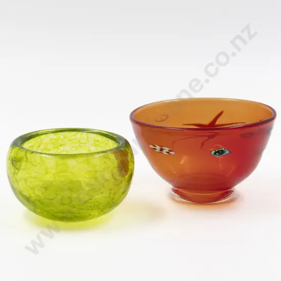 Unidentified Studio Glass Footed Bowl & Bowl