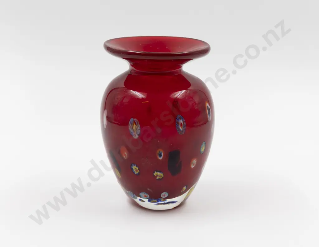 Late C20th Murano Glass Encased Millefiori Vase Image 1++