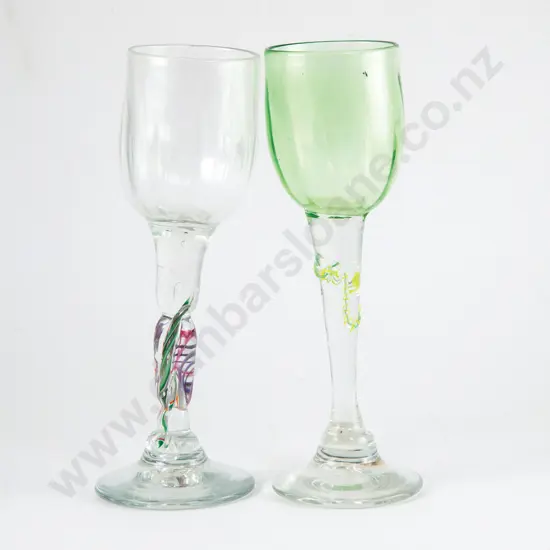 Two Peter Viesnik Glass Goblets