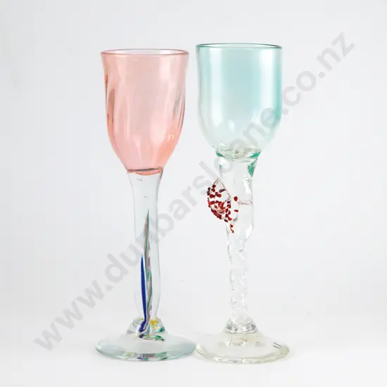 Two Peter Viesnik Glass Goblets