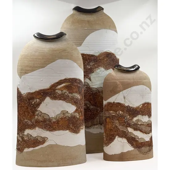 Set of Three Graduated Royce McGlashen Floor Vases (One A/F)