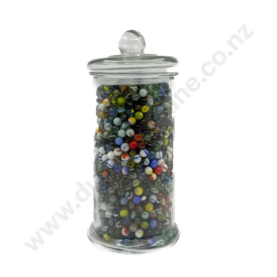 Large Glass Jar of Assorted Marbles