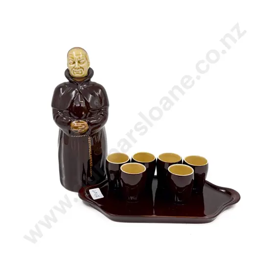 Beswick Monk Decanter & Matching Tray with Six Small Cups