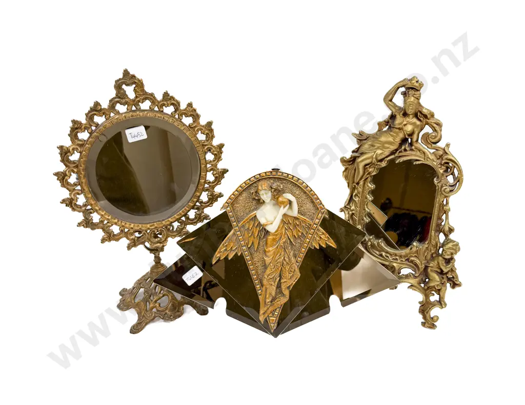 Circular Bevell Edged Dressing Mirror with Art Deco Style Mirror & Other Image 1++