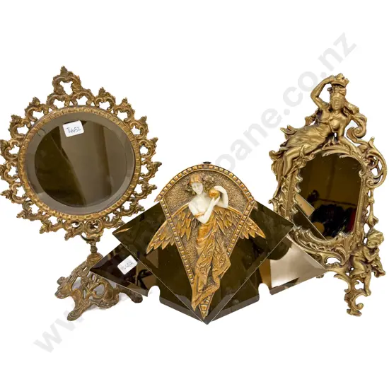 Circular Bevell Edged Dressing Mirror with Art Deco Style Mirror & Other