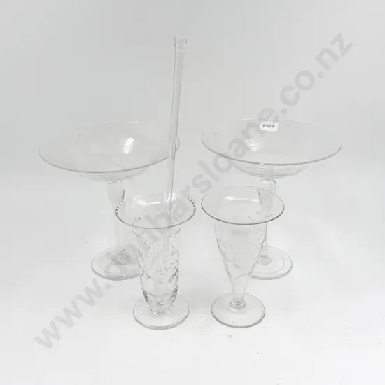 Two Crystal Comports together with Two Vases etc