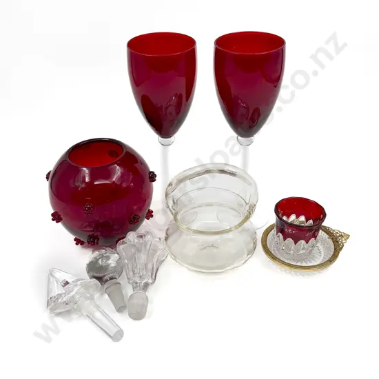 Ruby Glass Vase & Assorted