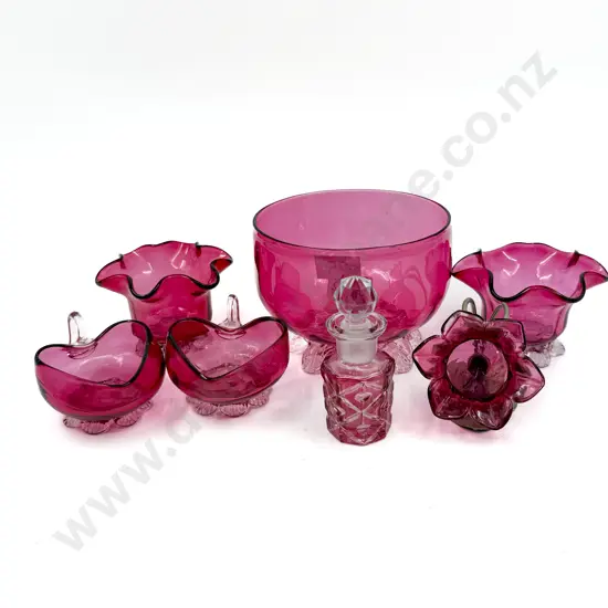 Quantity of Assorted Cranberry Glass