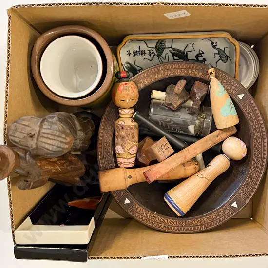 Box Quantity of Assorted Ornaments together with Kava Bowl