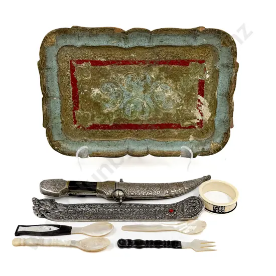 Quantity of Assorted including Ivory Napkin Ring MOP Cutlery & Repro Dagger