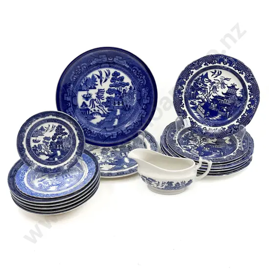 Quantity of Assorted Willow Pattern China
