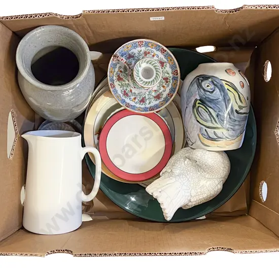 Crackle Glaze Dove Ornament & Assorted Pottery & China