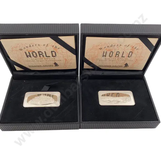 Singapore Airlines Wonders of the World Ltd Ed Silver Ingots x2