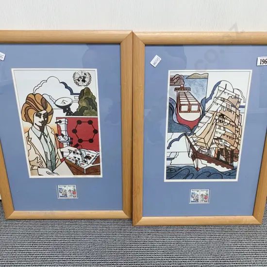 Two NZ Framed Stamp Artworks