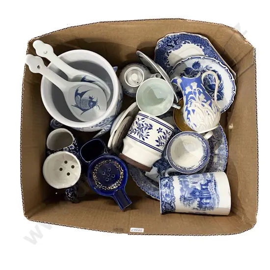 Box of Assorted Blue & White China