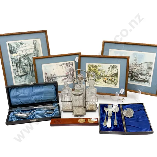 Quantity of Assorted incl Cutlery Prints & Cruet Set (Faults)