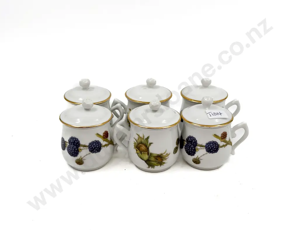 Six Royal Worcester Lidded Chocolate Cups Image 1++