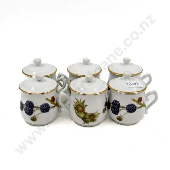 Six Royal Worcester Lidded Chocolate Cups