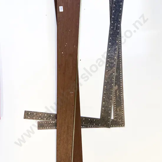 Pair of Wooden T-Squares & Pair of Angle Metal Rulers