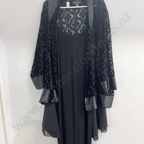 Peter Homan NZ Patterned Black Blouse with Black Skirt and Dress