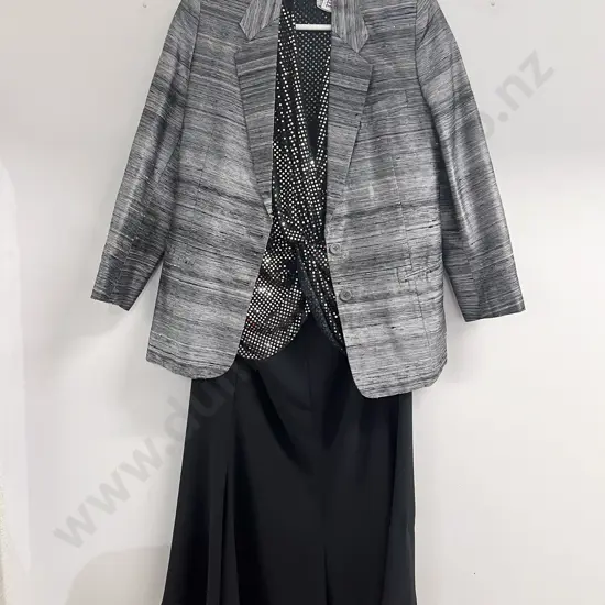 Eve Hunter Black Sequin Evening Top together with Skirt and Grey Blazer