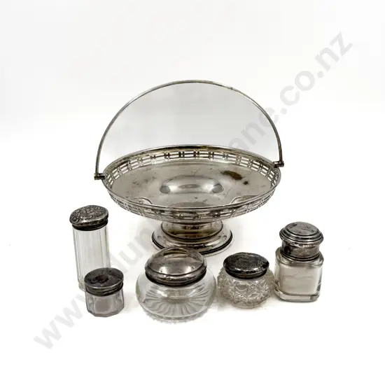 Five Assorted S/S Topped Vanity Jars & S/P Handled Comport